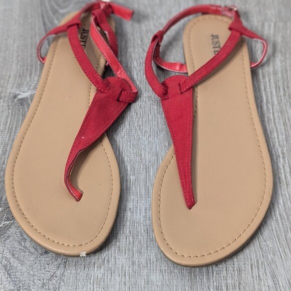Just Fab Red Thong Sandals Size 10 - Picture 1 of 3